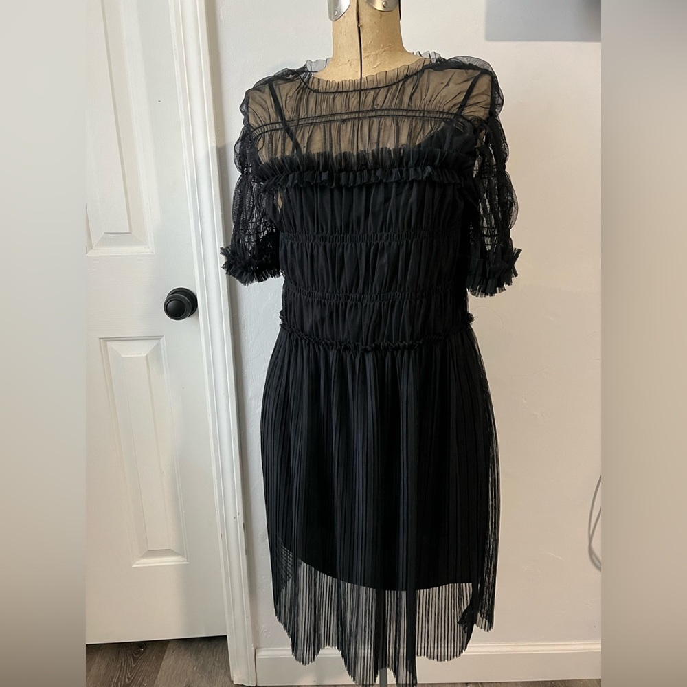 WHO WHAT WEAR chiffon dress with built in slip